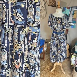 Vintage 90s Disney midi tiki theme dress
